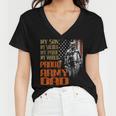 My Son Is A Soldier Hero Proud Army 708 Shirt Women V-Neck T-Shirt