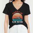 Party In Slow Motion Vintage Funny Boating Boating Gifts Women V-Neck T-Shirt