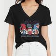Peace Love Freedom Fireworks Gnomes 4Th Of July America Women V-Neck T-Shirt