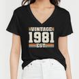 Retro 41 Years Old Vintage 1981 Established 41St Birthday Women V-Neck T-Shirt