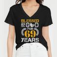 Vintage Blessed By God For 69 Years Happy 69Th Birthday Women V-Neck T-Shirt