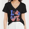 Womens Love Camping Flip Flop Usa Flag 4Th Of July Camper Patriotic Women V-Neck T-Shirt