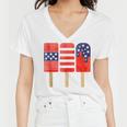 4Th Of July Popsicles Usa Flag Independence Day Patriotic Women V-Neck T-Shirt