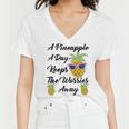 A Pineapple A Day Keeps The Worries Away Funny Pineapple Gift Pineapple Lover Women V-Neck T-Shirt