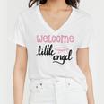 Baby Shower Text Design Welcome Little Angel Women V-Neck T-Shirt