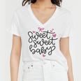 Baby Shower Text Pink Heart Ribbon Design Sweet Sweet Baby Women V-Neck T-Shirt