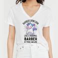 Barbercorn Funny Unicorn Dabbing Gift Like A Normal Barber But More Awesome Women V-Neck T-Shirt