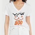 Boo Scary Pumpkin Face Women V-Neck T-Shirt