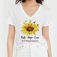 Brain Aneurysm Awareness Faith Hope Love Women V-Neck T-Shirt