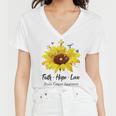 Brain Cancer Awareness Faith Hope Love Women V-Neck T-Shirt