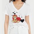 Cartoon Animal Happy Loving Teddy Bear Women V-Neck T-Shirt