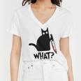 Cat What Murderous Black Cat With Knife Women V-Neck T-Shirt