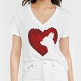 Chihuahua Shape With Red Heart Painting For Valentine Day Women V-Neck T-Shirt