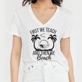 First We Teach And Then We Beach Women V-Neck T-Shirt