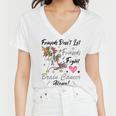 Friends Dont Let Friends Fight Brain Cancer Alone Unicorn Grey Ribbon Brain Cancer Brain Cancer Awareness Women V-Neck T-Shirt