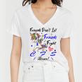 Friends Dont Let Friends Fight Chronic Fatigue Syndrome Cfs Alone Unicorn Blue Ribbon Chronic Fatigue Syndrome Support Cfs Awareness Women V-Neck T-Shirt