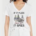 Funny Birds Pun Pigeon If It Flies It Spies Birds Are Liars Women V-Neck T-Shirt