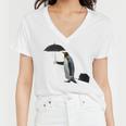 Funny Business Penguin Birds With Human Hands Women V-Neck T-Shirt