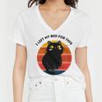 Funny Vintage Black Cat I Left My Bed For This Women V-Neck T-Shirt