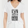 Give A Man A Fish And He Will Eat For Day Women V-Neck T-Shirt