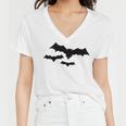 Halloween Scary Vampire Bats Pattern Women V-Neck T-Shirt