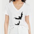 Halloween Two Bats Pattern Women V-Neck T-Shirt