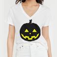 Happy Halloween Scary Black Pumpkin Pattern Women V-Neck T-Shirt