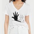 Rabbit Hand Shadow Women V-Neck T-Shirt