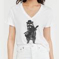 Raccoon Wielding Ukulele Women V-Neck T-Shirt