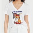 The Queen’S Platinum Jubilee 1952-2022 Corgi Union Jack Women V-Neck T-Shirt