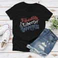 Freedom Liberty Happiness Red White And Blue Women V-Neck T-Shirt