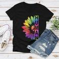 Human Sunflower Lgbt Tie Dye Flag Gay Pride Proud Lgbtq Women V-Neck T-Shirt