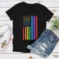 Lgbtq American Flag Pride Rainbow Gay Lesbian Bi Transgender Women V-Neck T-Shirt