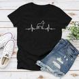 Minimalist Heartbeat Cropped Great Dane Women V-Neck T-Shirt