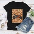 Motorcycle Retro Color Woodblock 482 Shirt Women V-Neck T-Shirt