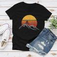 Mountain Bike Vintage Sunset Design Graphic 235 Trending Shirt Women V-Neck T-Shirt