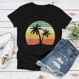 Palm Tree Vintage Retro Style Tropical Beach Women V-Neck T-Shirt