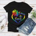 Rainbow Sunflower Love Is Love Lgbt Gay Lesbian Pride V2 Women V-Neck T-Shirt