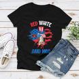 Red White And Moo Patriotic Cow Farmer 4Th Of July Women V-Neck T-Shirt