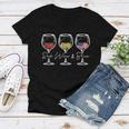 Red Wine & Blue 4Th Of July Wine Red White Blue Merica Usa Women V-Neck T-Shirt