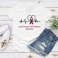 Arteriovenous Malformation Awareness Heartbeat Burgundy Ribbon Arteriovenous Malformation Support Arteriovenous Malformation Awareness Women V-Neck T-Shirt