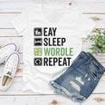 Eat Eat Sleep Wordle Repeat Wordle Lover Wordle Addict Women V-Neck T-Shirt