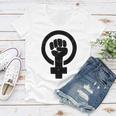 Feminist Raised Fist - Distressed Fitted Women V-Neck T-Shirt