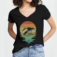 Crayfish Sunset Retro Vintage 70S Crawfish Nature Lover Women V-Neck T-Shirt