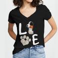 Dogs 365 Love Bernese Mountain Dog Paw Pet Rescue Women V-Neck T-Shirt
