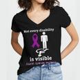 Every Disability Is Visible Aicardi Syndrome Awareness Purple Ribbon Aicardi Syndrome Support Aicardi Syndrome Awareness Women V-Neck T-Shirt