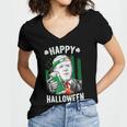 Funny Leprechaun Biden Happy Halloween For St Patricks Day Women V-Neck T-Shirt