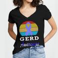 Gerd Awareness Vintage Periwinkle Blue Ribbon Gastroesophageal Reflux Disease Gerd Awareness Women V-Neck T-Shirt