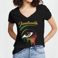 Happy Juneteenth 1865 Bright Eyes Melanin Retro Black Pride Women V-Neck T-Shirt