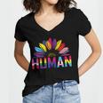 Human Lgbtq Month Pride Sunflower Women V-Neck T-Shirt